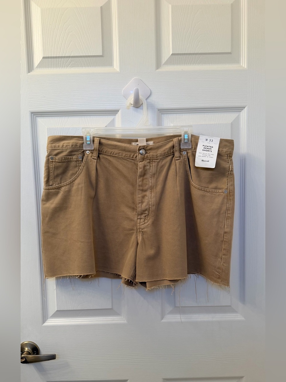 Madewell Pleated Frayed-Hem Denim Cutoff Shorts Women’s Size 33